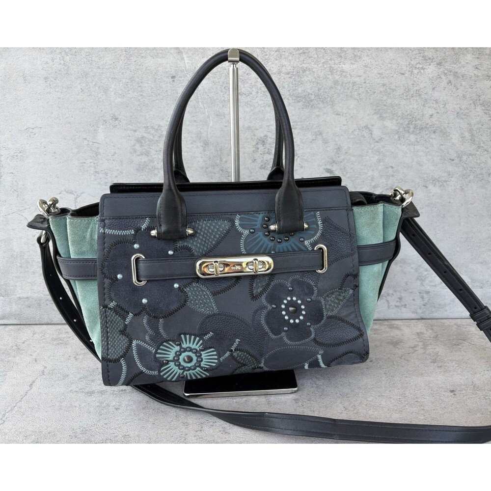 RARE Coach Swagger 27 Patchwork Tea Rose SnakeSkin Crossbody Satchel/Bag